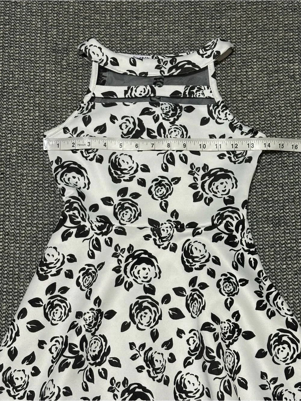 Blueberi Boulevard Black & White Floral Halter Dress